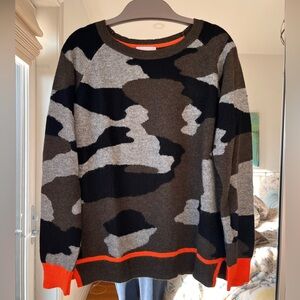 Brodie Cashmere Camouflage Sweater with Orange Accents